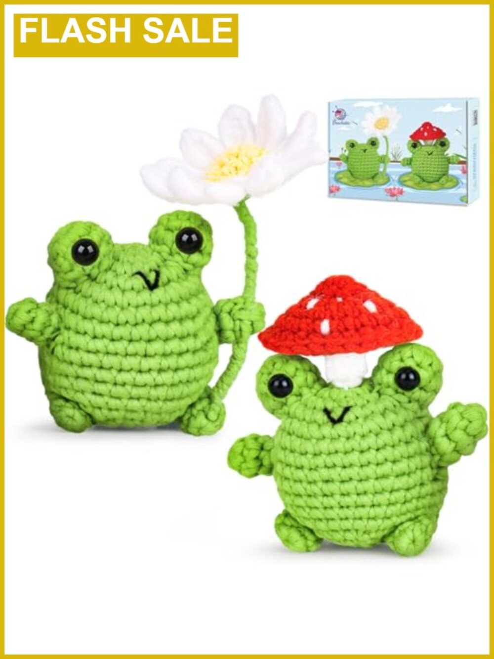Crochet Kit for Beginners with Video Tutorials, 2 Pack Frog Amigurumi Animal